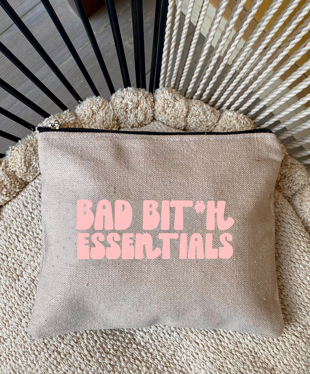 Bad Bit*h Essentials Pouch Beige